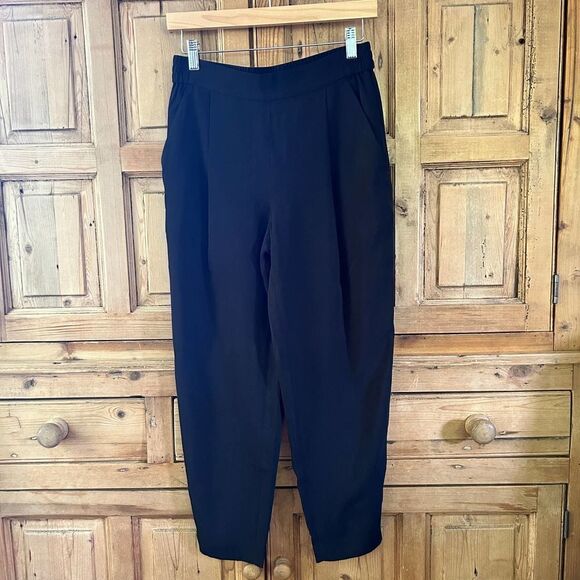 AllSaints US 2 / UK 6 Black Koro Trousers Slim Leg Elastic Waist - Picture 1 of 10